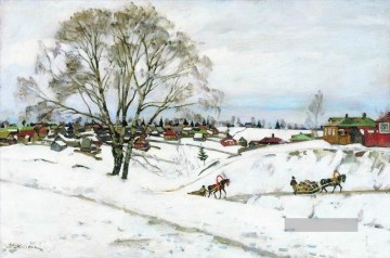 Winter schwarz Birken sergiyev posad 1921 Konstantin Yuon Schneelandschaft Ölgemälde